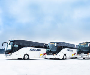 Korsisaari transfer buses ready to ride with customers